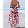 Women's Summer Boho Long Skirts Flowy High Waist A Line Maxi Skirts for Women Summer Pleated Floral Skirts Beach Skirts - 4 of 4