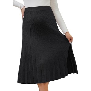 INSPIRE CHIC Women's Maternity Sweater Skirt A Line Over the Belly Knit Midi Pregnancy Pleated Skirts - 1 of 4