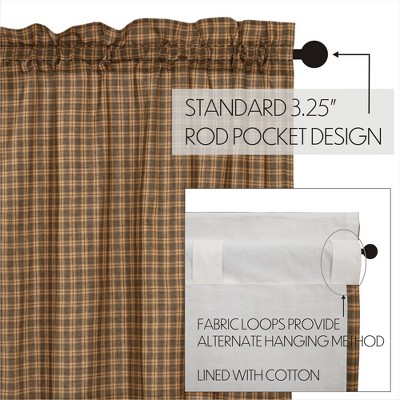 Cedar Green and Brown Cotton Scalloped Window Panels, 84x40