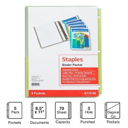 Staples Better pocket folder divider assorted colors 1 pack