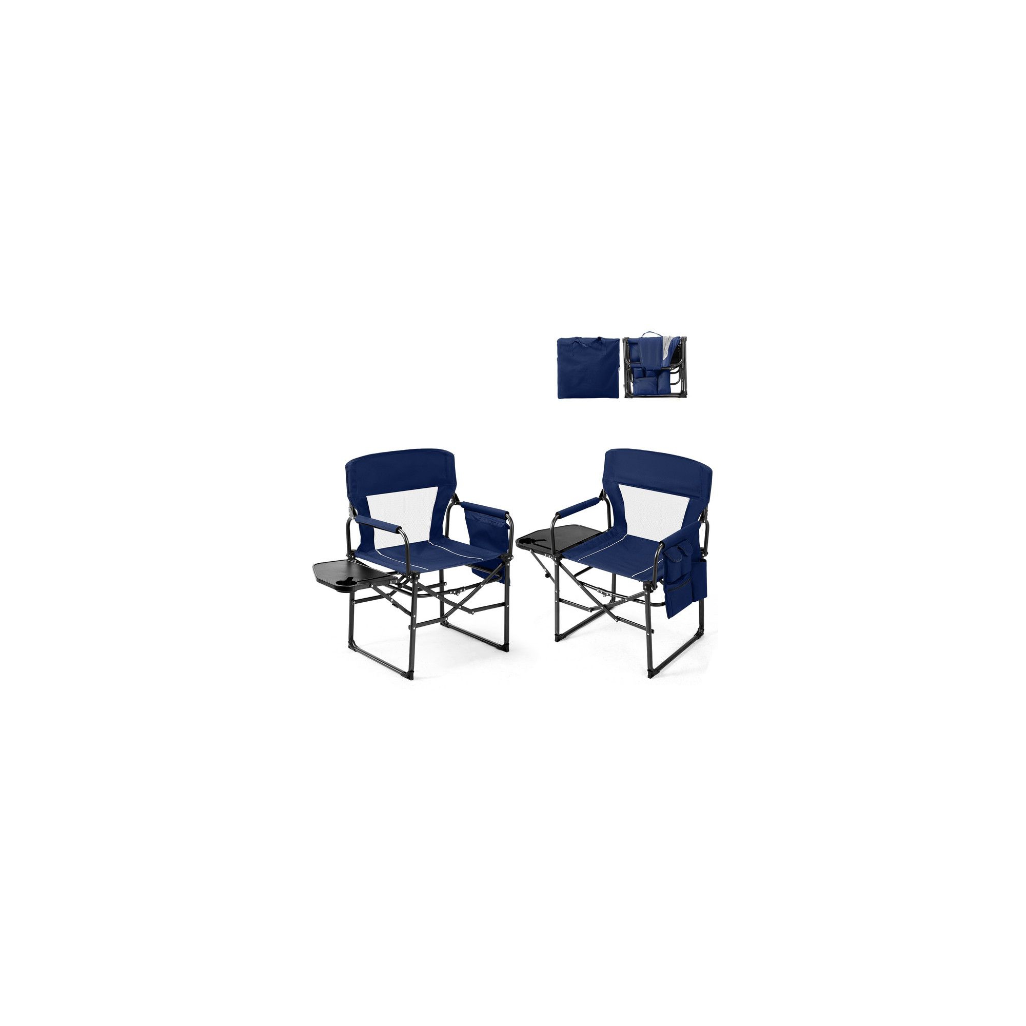 Karl Home Blue Metal Folding Beach Chair (Set of 2)