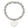 Chisel Stainless Steel Polished Heart Dangle 6mm Grey Glass Beaded Stretch Bracelet - 2 of 4