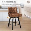 Arceso 26" Swivel Counter Height Bar Stools, Modern Bar Stools with Back and Metal Round Footrest, Solid Wood Legs, Linen Fabric Upholstered Barstools - 3 of 4