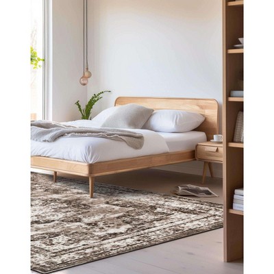 Sofia Rectangular Dark Brown and Light Brown Synthetic Area Rug