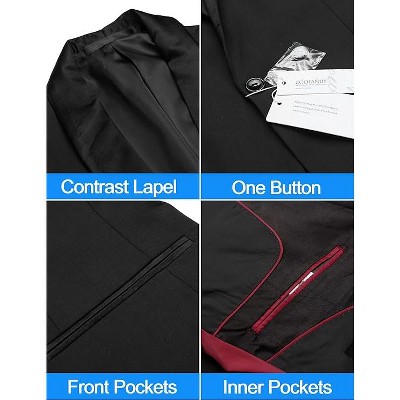 COOFANDY Men's Tuxedo Jacket One Button Dress Suit Blazer Jacket for Wedding Dinner Prom Party Red M — фото 6