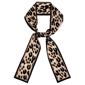 Allegra K Women's Leopard Ribbon Long Narrow Skinny Scarf Hairband Waistband Belt Bag Handle Accessory - 1 of 4