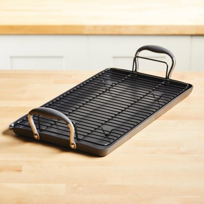 Advanced Home 10"x18" Moonstone Hard-Anodized Double Burner Griddle