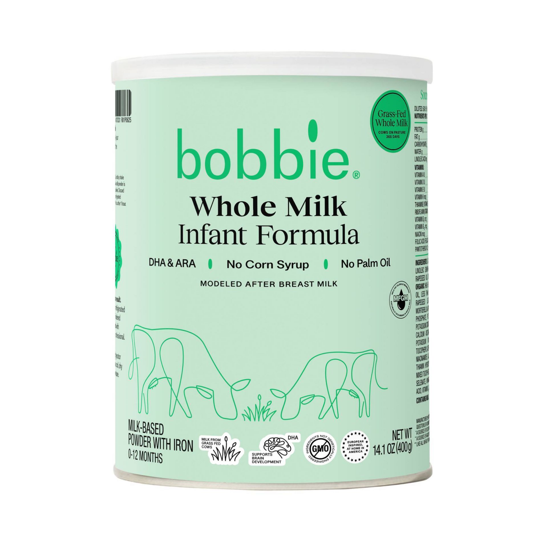 Bobbie Grass Fed Whole Milk Infant Powdered Formula - 14oz