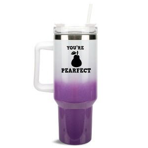 100 North You're Pearfect Pear Fruit Perfect 40 oz. Stainless Steel, Large Water Bottle Coffee Mug, Spill & Leak Resistant, Thermal Travel Tumbler - 1 of 1
