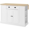 HOMCOM 47" Fluted-Style Wooden Kitchen Island, Kitchen Countertop Storage Cabinet with Drop Leaf, Drawer, Open Shelves, Storage, White - 4 of 4