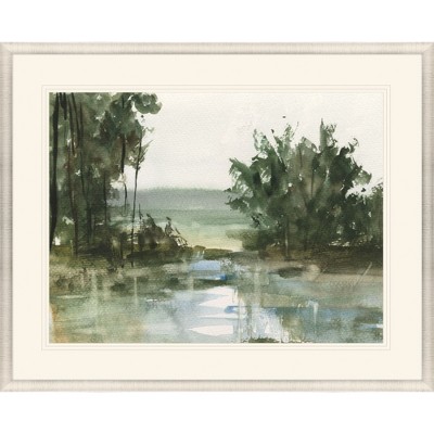 HomeRoots Stillwater Lakeside Reflections Gold Framed Wall Art