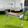 Outsunny 28" Stainless Steel Small Portable Folding Charcoal BBQ Grill Set - 3 of 4