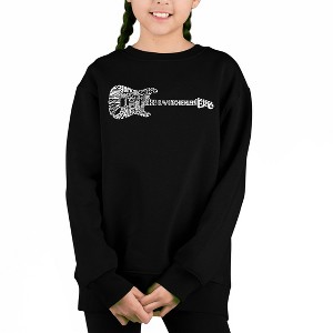 LA Pop Art Rock Guitar - Girl's Word Art Crewneck Sweatshirt - 1 of 3