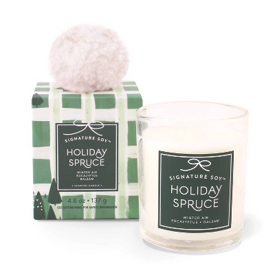 4.8oz Glass Jar Candle with Box Holiday Spruce - Signature Soy