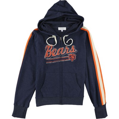 Touch Womens Chicago Bears Striped Sleeve Hoodie Sweatshirt