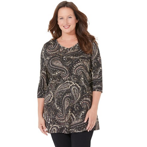 Catherines Women's Plus Size Petite Easy Fit 3/4 Sleeve V-Neck Tee - image 1 of 4