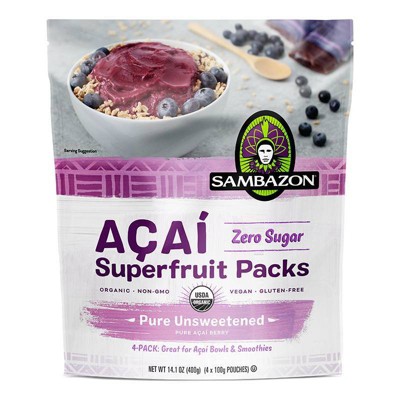 Sambazon A&#231;a&#237; Pure Unsweetened Superfruit Frozen Smoothie Packs - 14.1oz