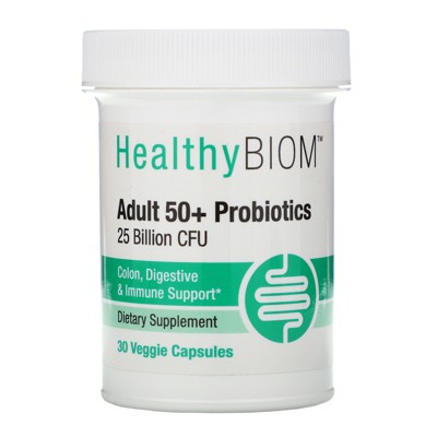 HealthyBiom Adult 50+ Probiotics, 25 Billion CFU, 30 Veggie Capsules