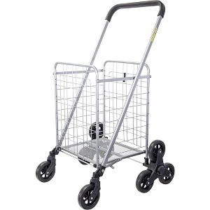 Stair Climber Cruiser Cart Shopping Grocery Rolling Folding Laundry Basket on Wheels Foldable Utility Trolley Compact Lightweight Collapsible - 1 of 4