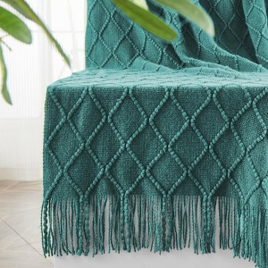 Inhand Knitted Gift Throw Blanket for Couch and Bed, 50"x60" Romatic Lightweight Decorative with Tassel, Farmhouse Warm Woven for Women - 1 of 4