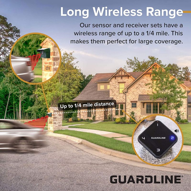 Guardline Long 1/4 Mile Range Wireless Outdoor Weatherproof Driveway Security Alarm Alert Sensor and Receiver System for Homes and Properties, 2 of 7