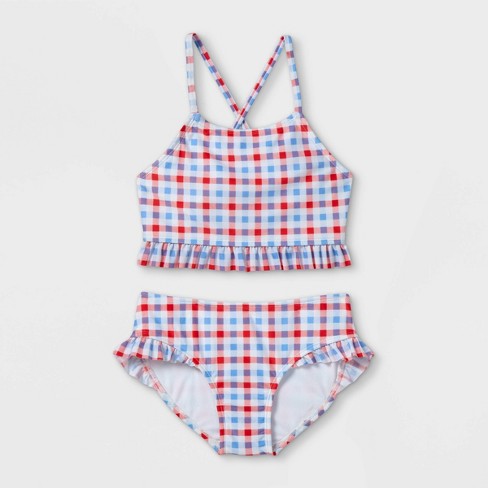 Girls High Neck Gingham 2pc Bikini Set Cat Jack Red Target