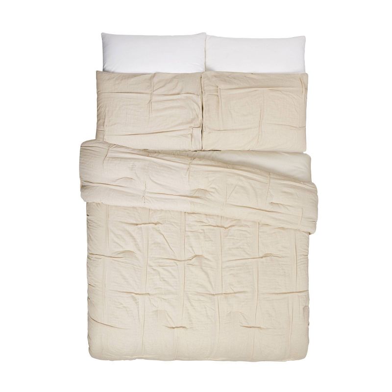 3pc Riley Pleated Comforter Set Cream - Laurel &#38; Mayfair, 4 of 8