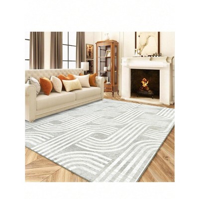 Soft Area Rug, Anti Slip, Washable, Pet Friendly, Faux  Modern Carpet For Living Room Bedroom, Black/Grey/Light Brown