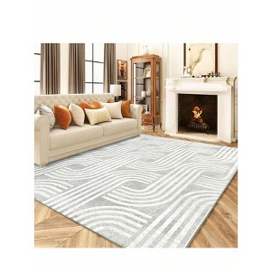 Soft Area Rug, Anti Slip, Washable, Pet Friendly, Faux  Modern Carpet For Living Room Bedroom, Black/Grey/Light Brown - 1 of 4