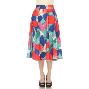 Women's Leaf Print Flared Midi Skirt - 1 of 4