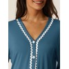 cheibear Women's Button Down V Neck Long Sleeve Pajama Nightshirt Dress - 4 of 4