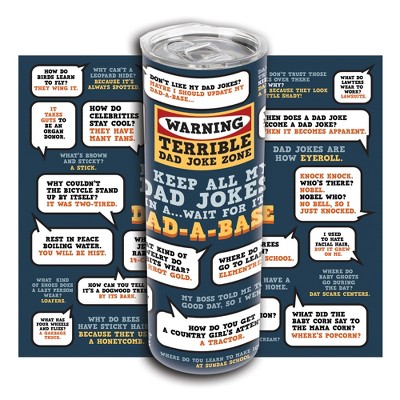 Elanze Designs Warning Terrible Dad Jokes Blue 20 ounce Stainless Steel Travel Tumbler with Lid For Your On The Go Beverages