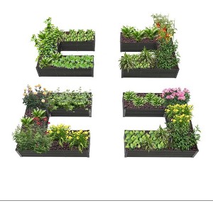 Anybear 6x6x1.5ft U-Shaped Galvanized Raised Garden Beds Outdoor for Planting Vegetables Flowers Herb, Anti-Rust - 1 of 4