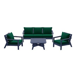 WestinTrends Avalon Outdoor 6-Piece Modular Sectional Patio Furniture Sofa Set, Navy Blue/Green - 1 of 4