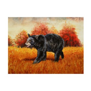Trademark Fine Art - Crista Forest Black Bear Autumn Stroll Canvas Art - 1 of 4