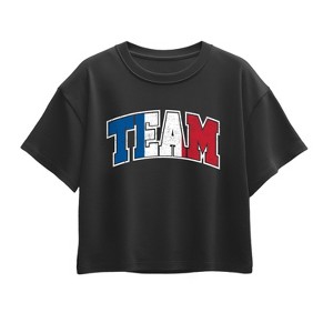 Girls' - Instant Message - Team France Short Sleeve Boxy Graphic T-Shirt - 1 of 4