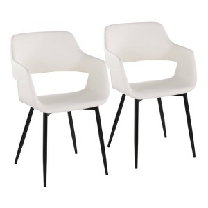 LumiSource Set of 2 Margarite Dining Chair Black PU Metal/White - 1 of 4