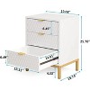 Gulches Modern Tall Nightstand with 3 Drawers 3D Honeycomb Hexagon Pattern, White Finish and Gold Metal Base - 2 of 3