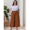 Women's Plus Size Wide Leg High Rise Casual Flowy Palazzo Pants With Pockets - Agnes Orinda - 3 of 4