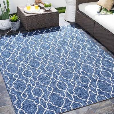 Hauteloom Aldford Denim Blue Trellis Outdoor Carpet