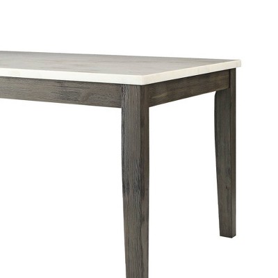 64" Gray Oak and White Marble Rectangular Dining Table