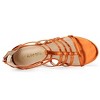 Allegra K Women's Cage Strappy Back Zipper Gladiators Chunky Heels Sandals - 4 of 4