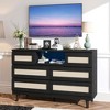 Whizmax Natural Rattan Dresser for Bedroom with LED Light and Charging Station, 6 Drawer Double Dressers, Modern Wooden Dresser Chest for Living Room - image 2 of 4