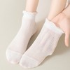 Anna-Kaci Women's Ribbed Ankle Socks with Soft Ruffle Cuff Stretch Knit Fabric for Everyday Comfort 3-Pack - 2 of 4