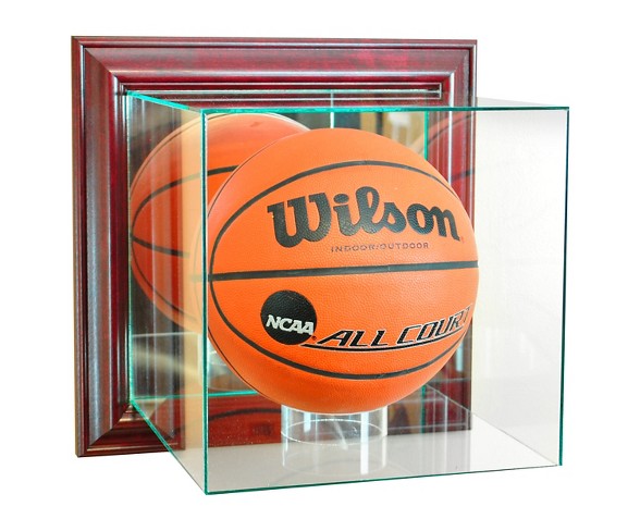 Perfect Cases - Wall Mounted Basketball Display Case - Cherry Finish