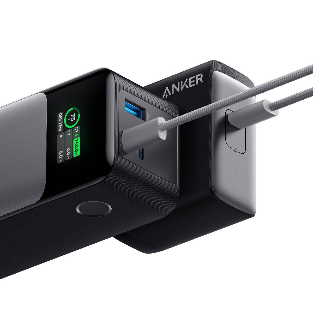Anker 24000mAh 140W GaN Prime Power Bank - Silver: USB & USB-C Charging, Quick Charge - thumbnail 2
