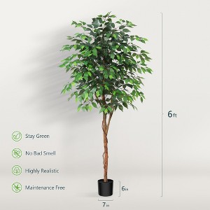 DR.Planzen 5-7FT Artificial Ficus Tree with Black Pot, Realistic Faux Plants Indoor Outdoor Large Fake Tree for Home Decor - 1 of 4