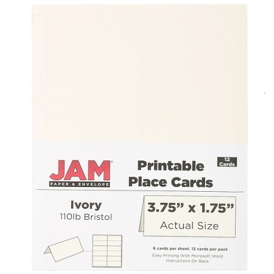 JAM Paper Printable Place Cards 3 3/4 x 1 3/4 Ivory Placecards 12/Pack 2225916895