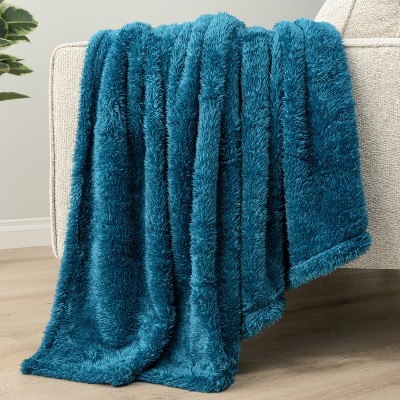Sea Blue Sherpa Fleece Plush Throw Blanket 50x60