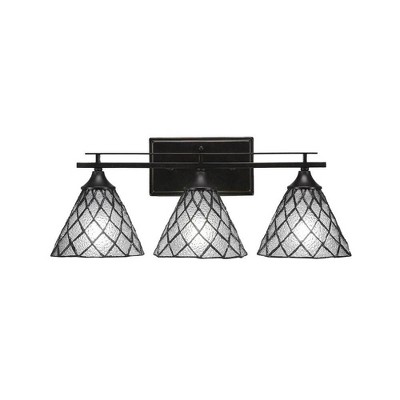 Toltec Lighting Uptowne 3 - Light Vanity in  Dark Granite with 7" Diamond Ice Art Glass Shade